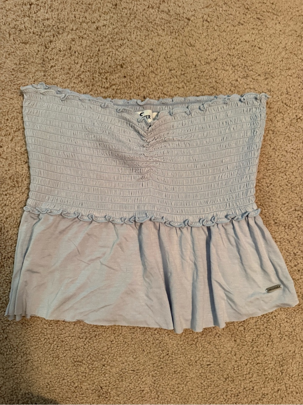Hollister Light Blue Smocked Strapless Top